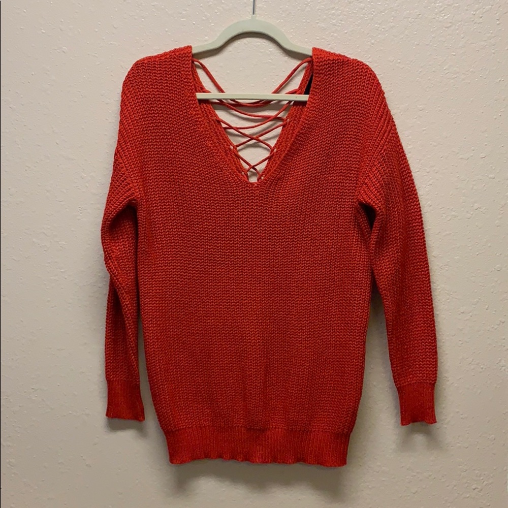 Forever 21 Red V Neck Sweater Sz S